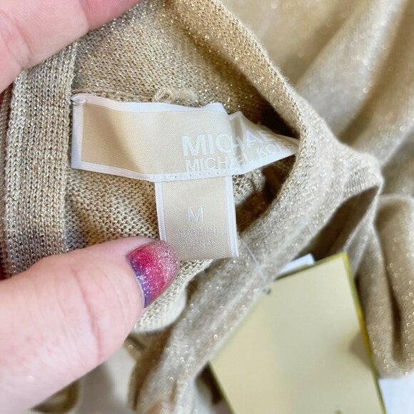 Michael Kors Khaki Metallic Twist Sweater Dress M - Picture 6 of 12